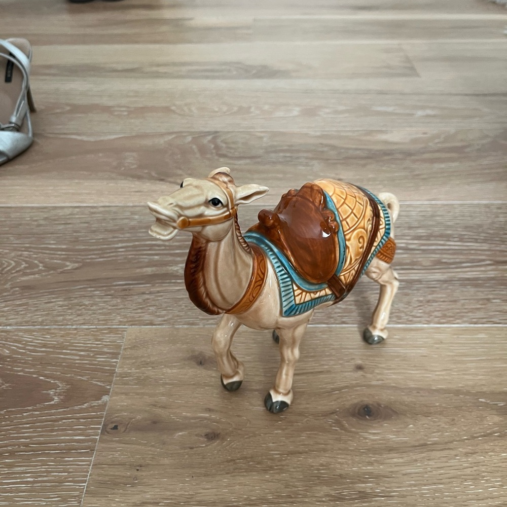 Ceramic Camel Figurine with Saddle